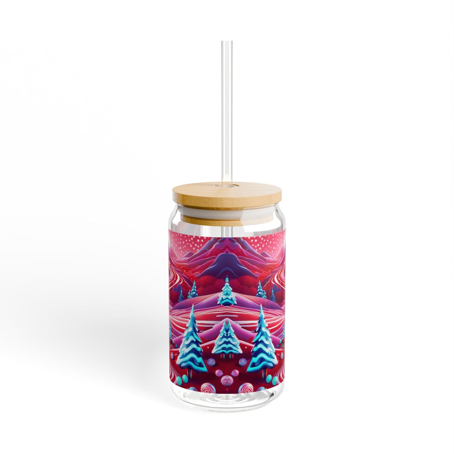 Christmas Candy Cane Dreams Sipper Glass, 16oz