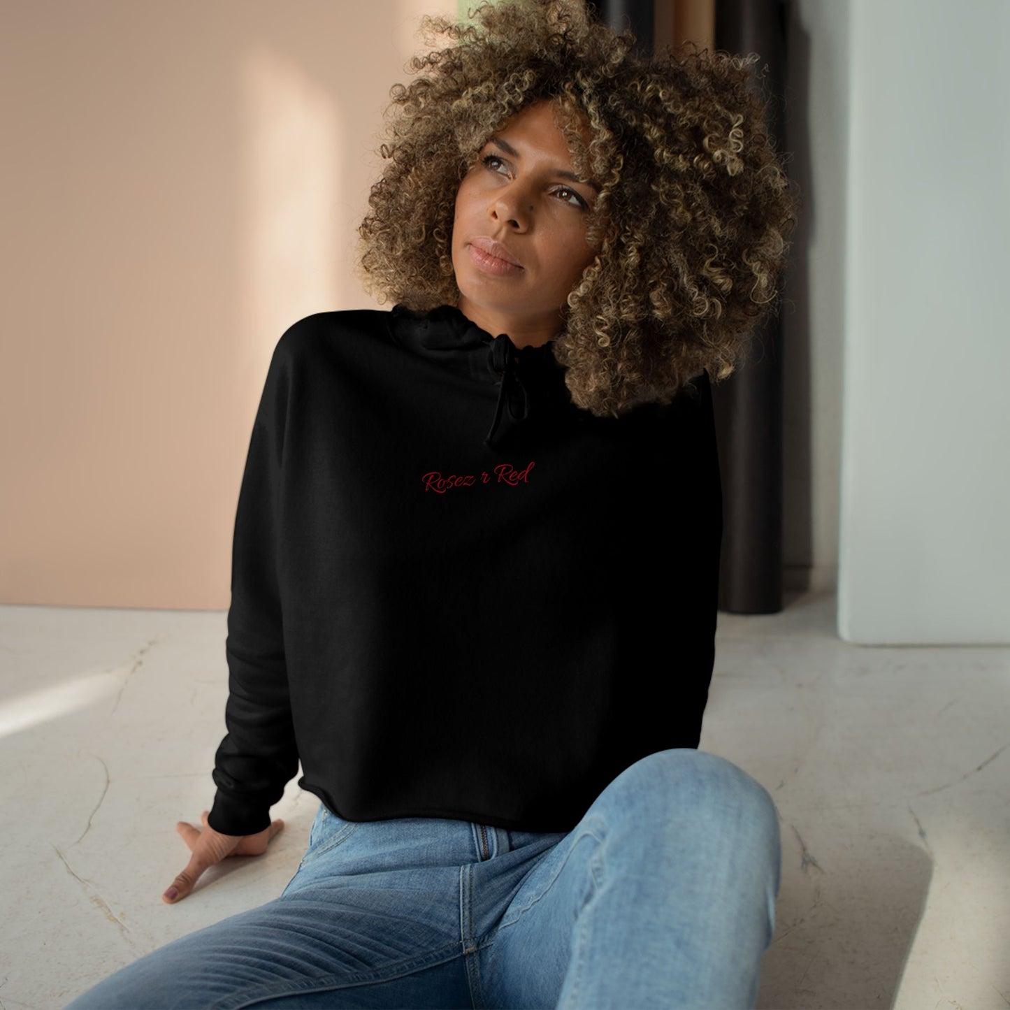 Rosez R Red Crop Hoodie Dripping in Gold