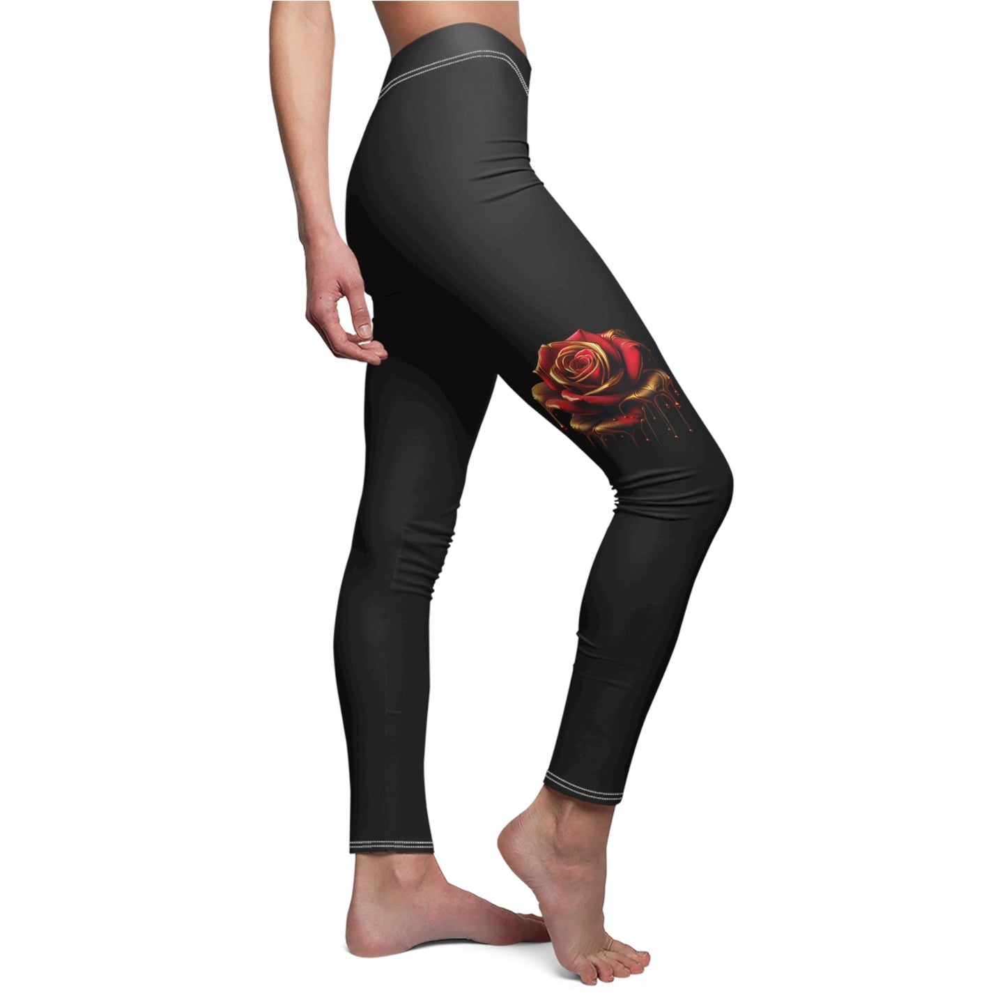 Rosez r Red Dripping in Gold Women's Leggings