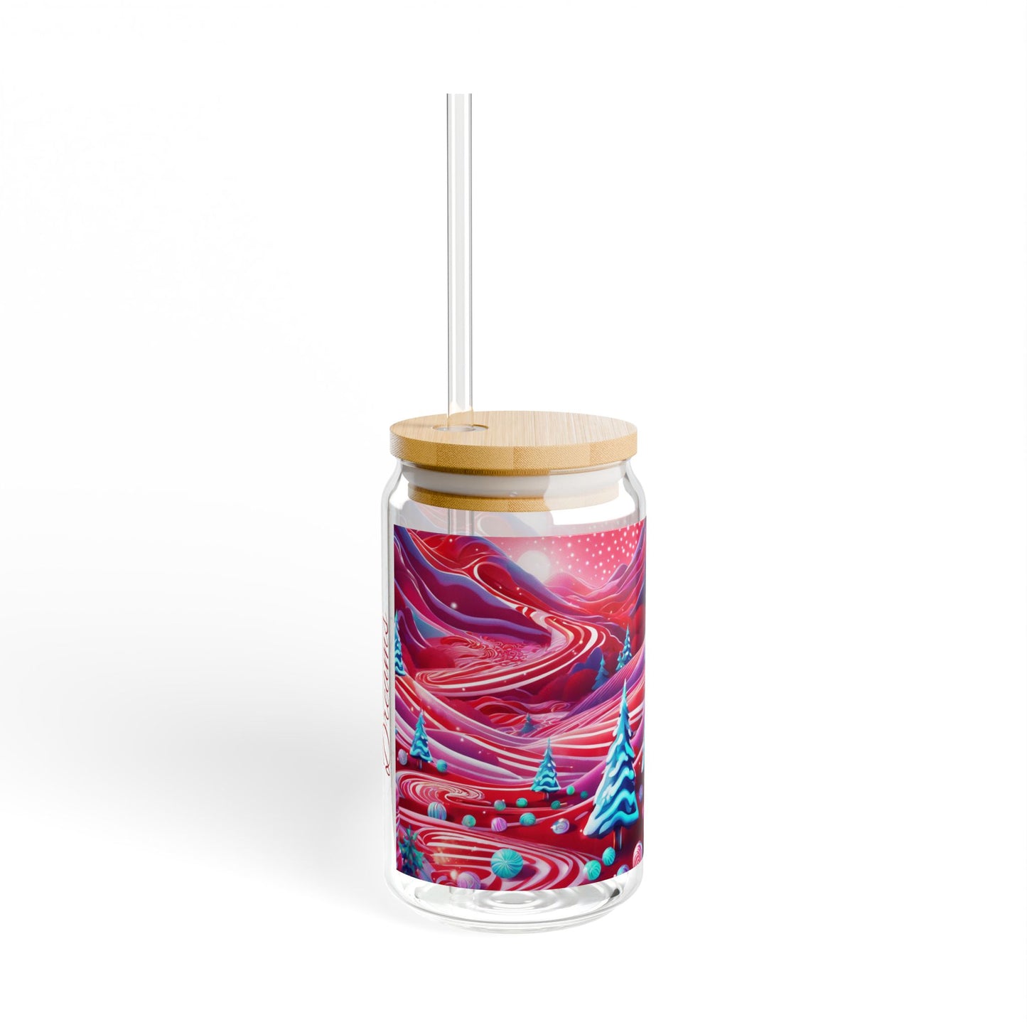 Christmas Candy Cane Dreams Sipper Glass, 16oz