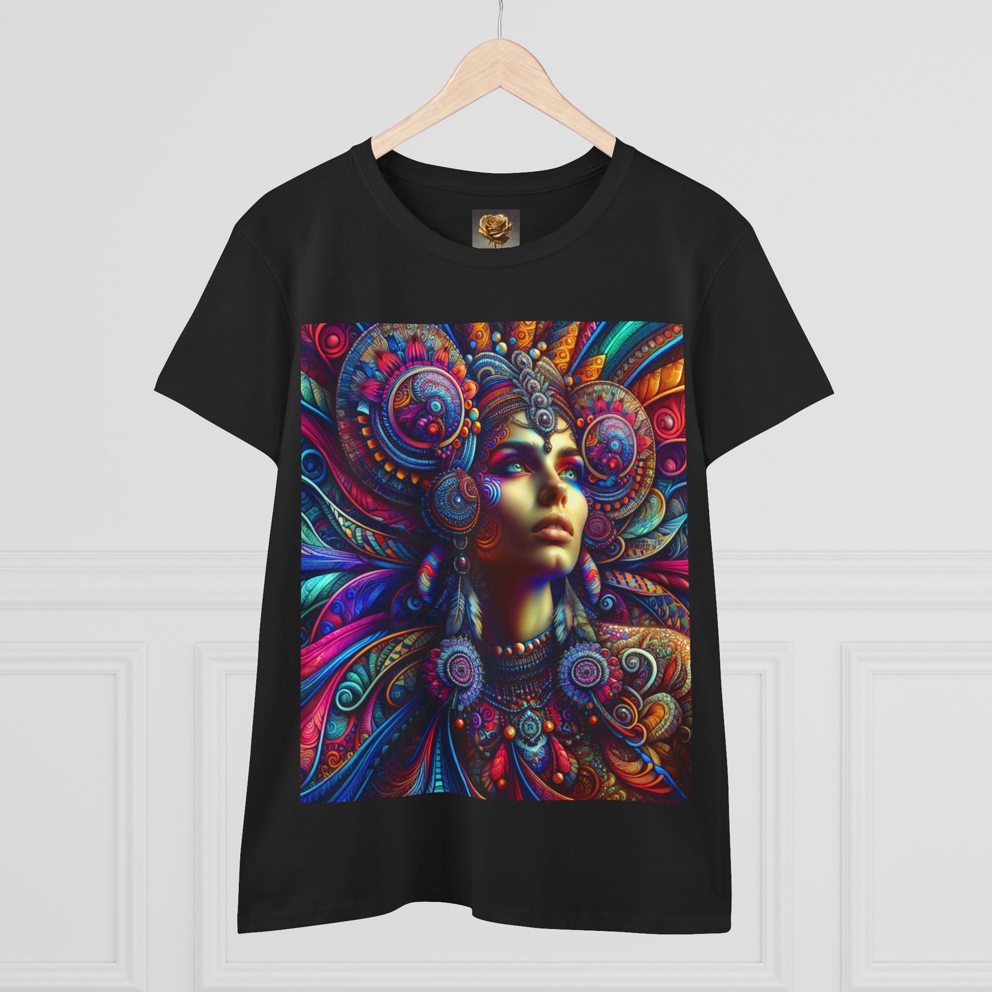 Bohemian Women's Midweight Cotton Tee - Vibrant Spiritual Art