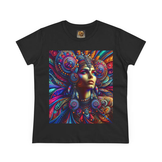 Bohemian Women's Midweight Cotton Tee - Vibrant Spiritual Art