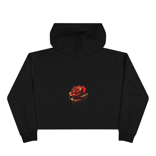 Rosez R Red Crop Hoodie Dripping in Gold